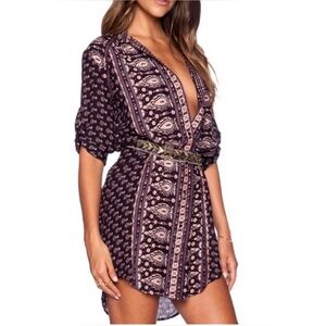 Spell Gypsiana Button Down Dress Tunic Size Small Pepper